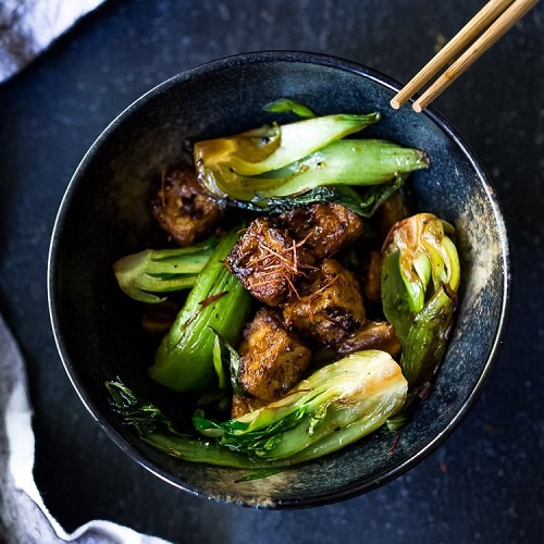 Black Pepper Tofu with Bok Choy